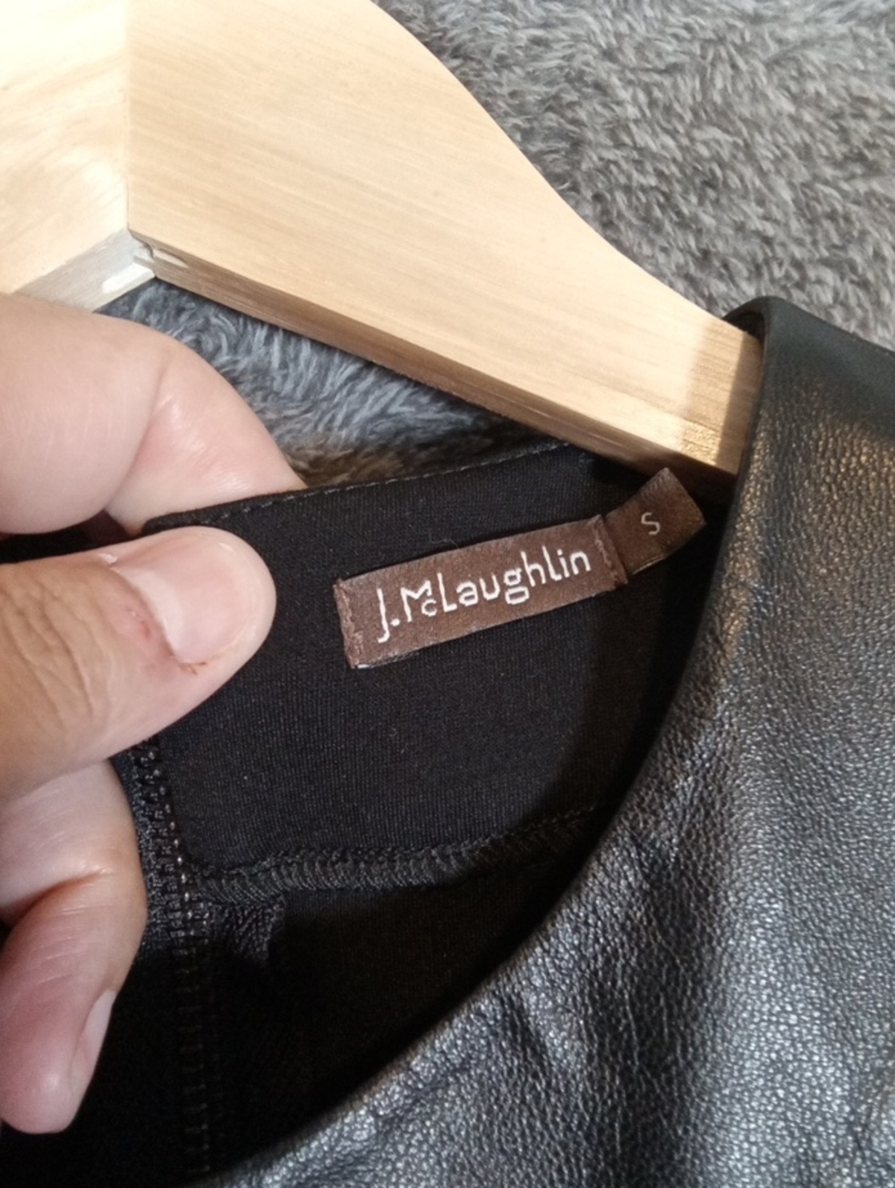 J.Mclaughlin Top Black Leather Trim 100% Lamb Napa Skin Professional Womens S - Picture 2 of 10